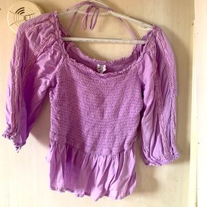 Purple Shirt With Ruffles